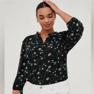 Torrid Black Dandelion Blouse